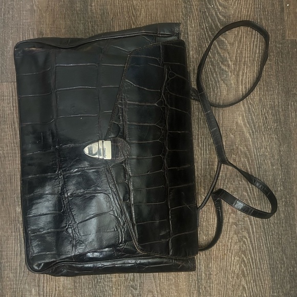 Nordstrom large vintage “crocodile leather”attaché case/briefcase large bag - Picture 3 of 12